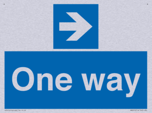 One way with right directional arrow